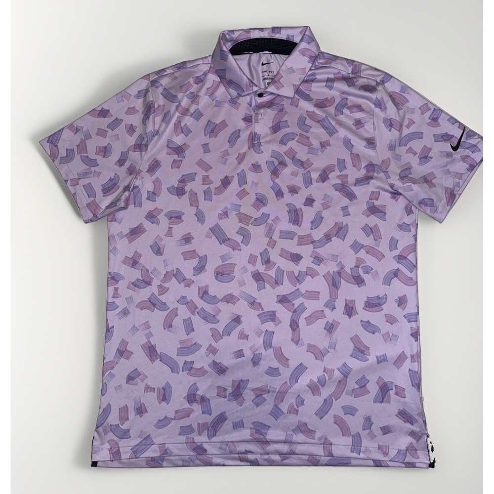 Nike Polo Shirt Mens L Lilac Brushstroke Dri-FIT Golf Performance FD5739-512